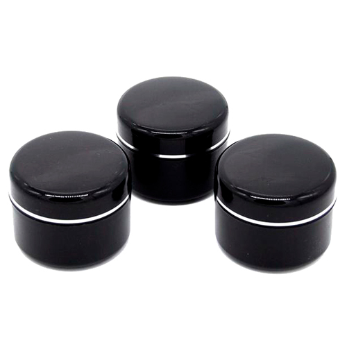Cosmetic jar with a twist-off lid for storage, 1 pc. - black with a silver stripe, 20 g
