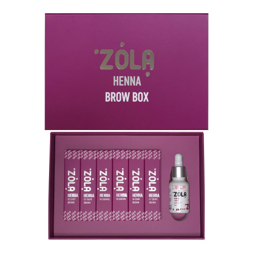 Zestaw henny do brwi ZOLA 6 szt. + olejek (henna 10 g sztuka)