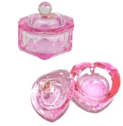 Glass cup WITH LID, different shapes - pink