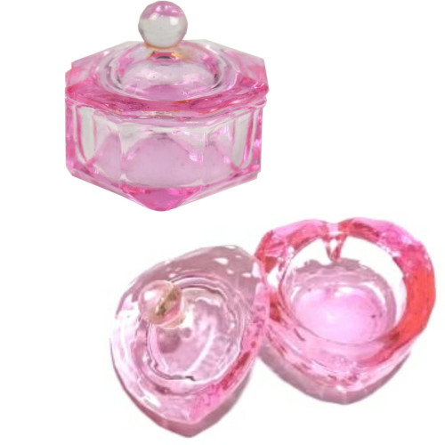 Glass cup WITH LID, different shapes - pink