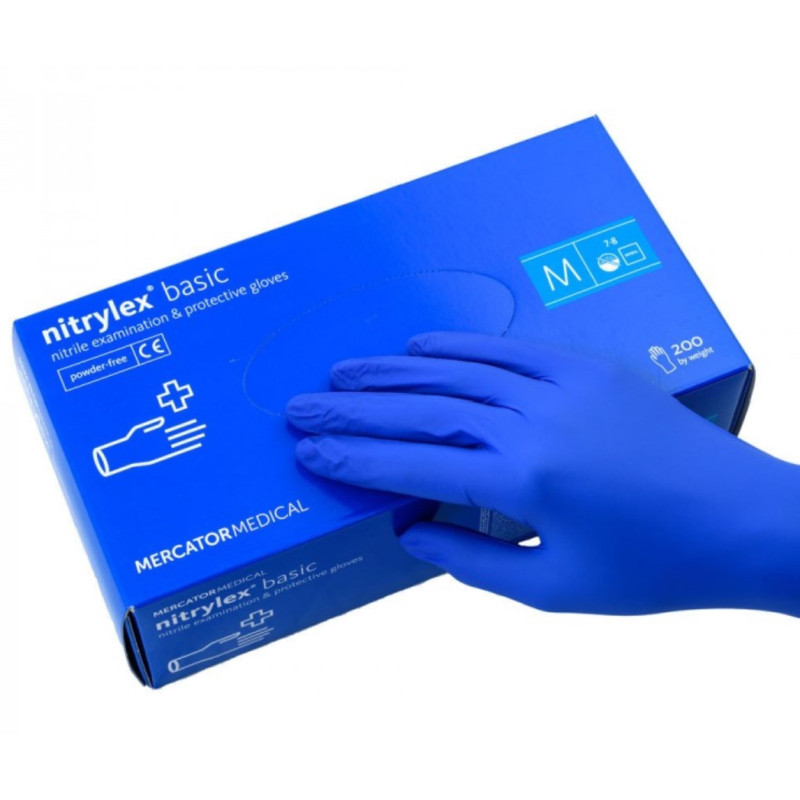 Рукавички нітрилові Mercator Medical Nitrylex Basic темно-сині, 100 шт в упаковці, розмір M