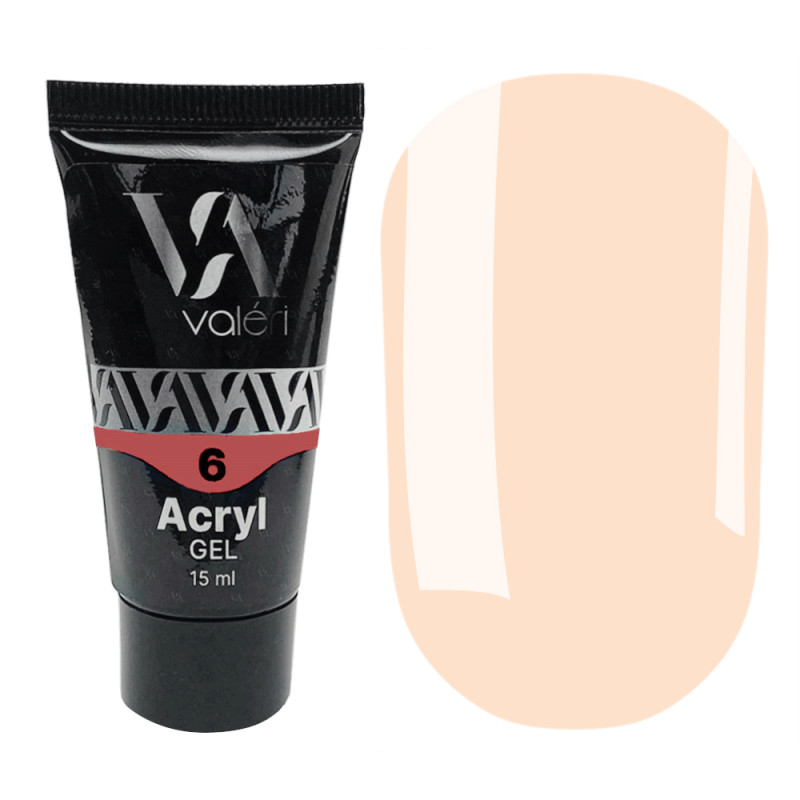Акрил гель (полигель) для наращивания VALERI Acryl Gel / №6 (персиковый), туба, 15 мл