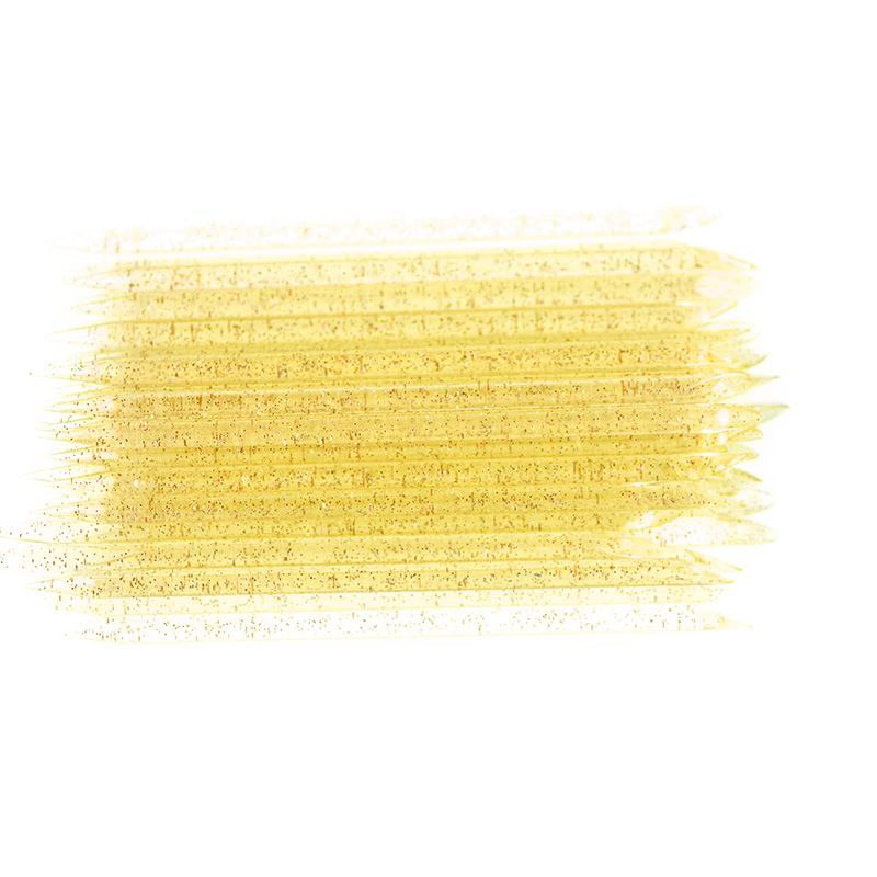 Orange sticks for manicure plastic, 9.4 cm, 50 pcs - yellow glitter