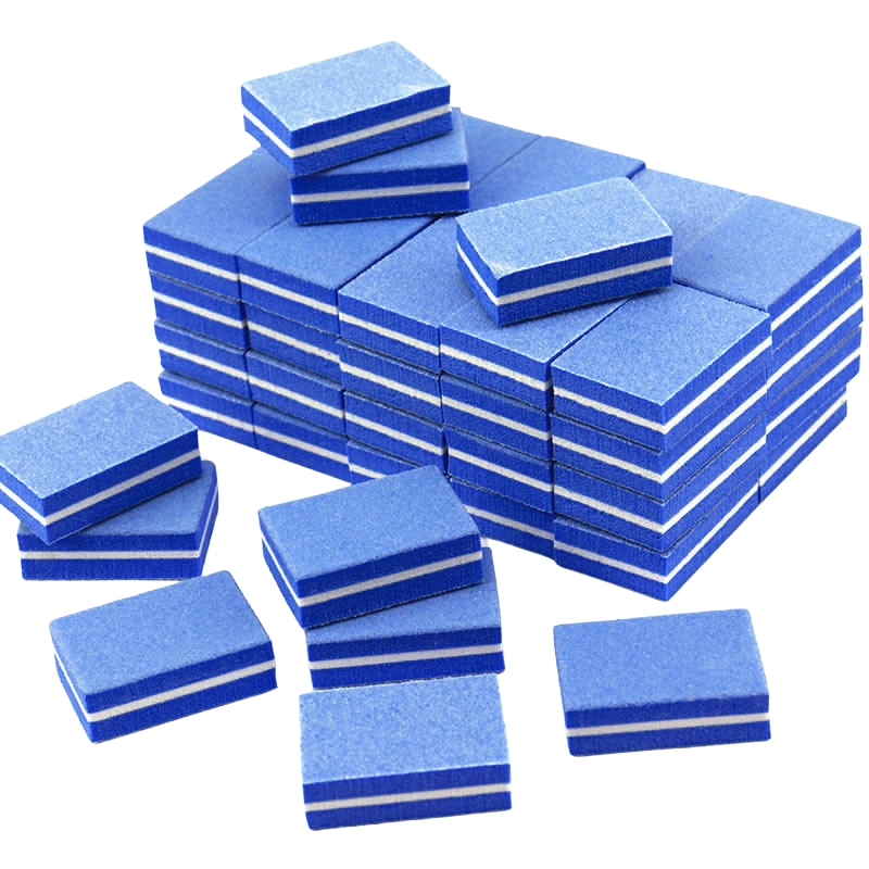 Manicure buff mini disposable rectangular (33*25*12 mm) - blue, 1 pc