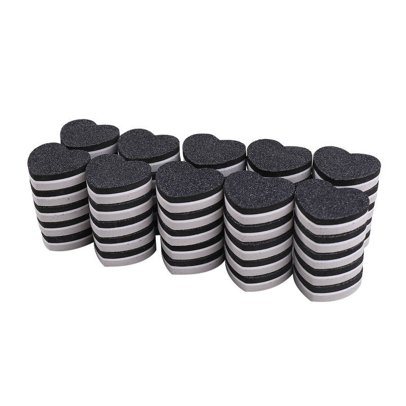 Manicure buff mini disposable HEART (35*42*11 mm) - black, 1 pc