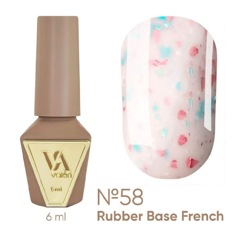 Rubber base coat for gel polish VALERI - Rubber Base French - №058, 6 ml