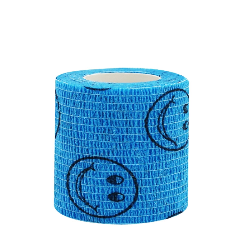 Elastic bandage for tattoo machine (4.5 m * 5 cm) - blue smiley