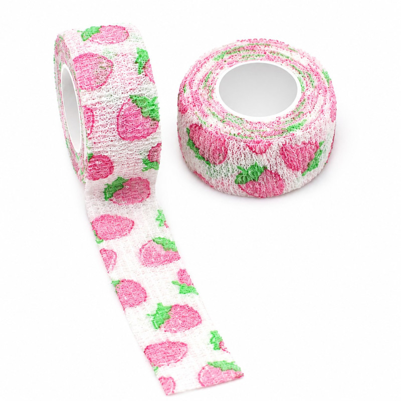 Bandaż elastyczny kohezyjny do maszynki do tatuażu (4.5 m*2.5 cm) - truskawka MINI