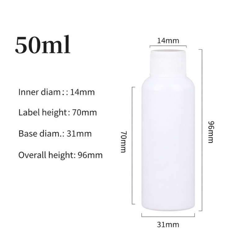 Butelka na płyn, pojemnik na kosmetyki - biała z białą pokrywką, 50 ml