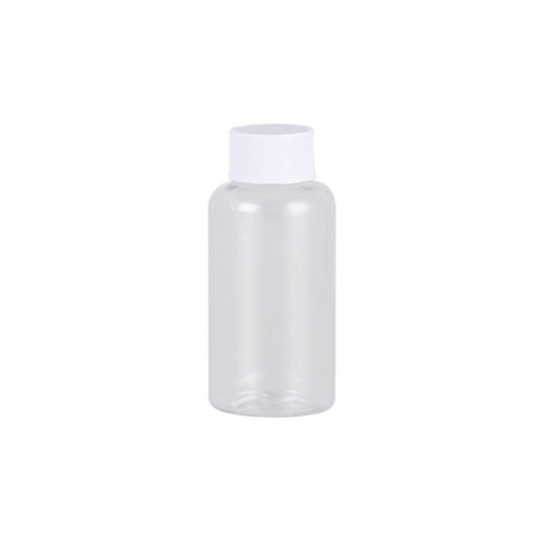Butelka na płyn, pojemnik kosmetyczny - TRANSPARENTNA z białą nakrętką, 50 ml