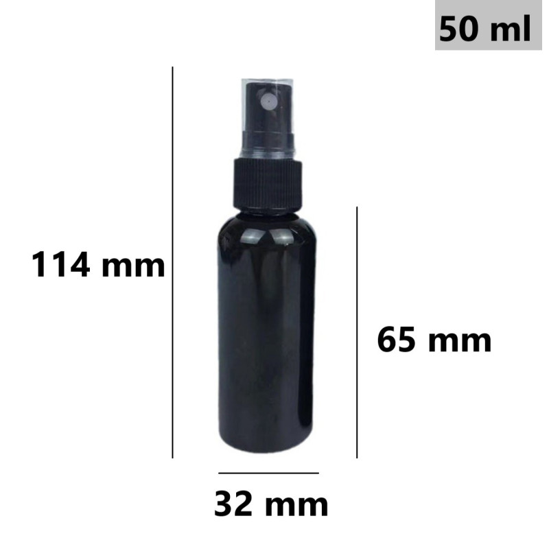 Spray bottle, cosmetic packaging - black, 50 ml