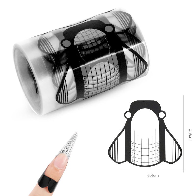 Nail extension forms wide 100 pcs "fly" - black transparent