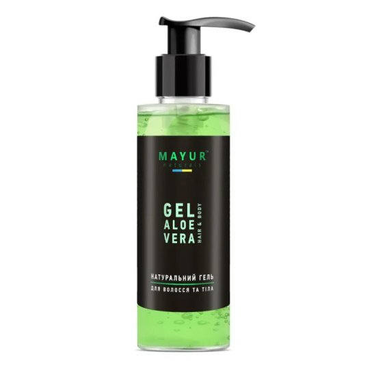 Naturalny żel do włosów i ciała z aloesem Mayur / Żel Aloe Vera, 200 ml (z dozownikiem)