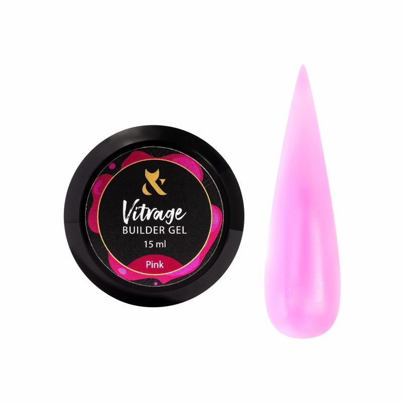 Гель для ногтей строительный витражный F.O.X / Vitrage Builder Gel / Pink, 15 мл (баночка)
