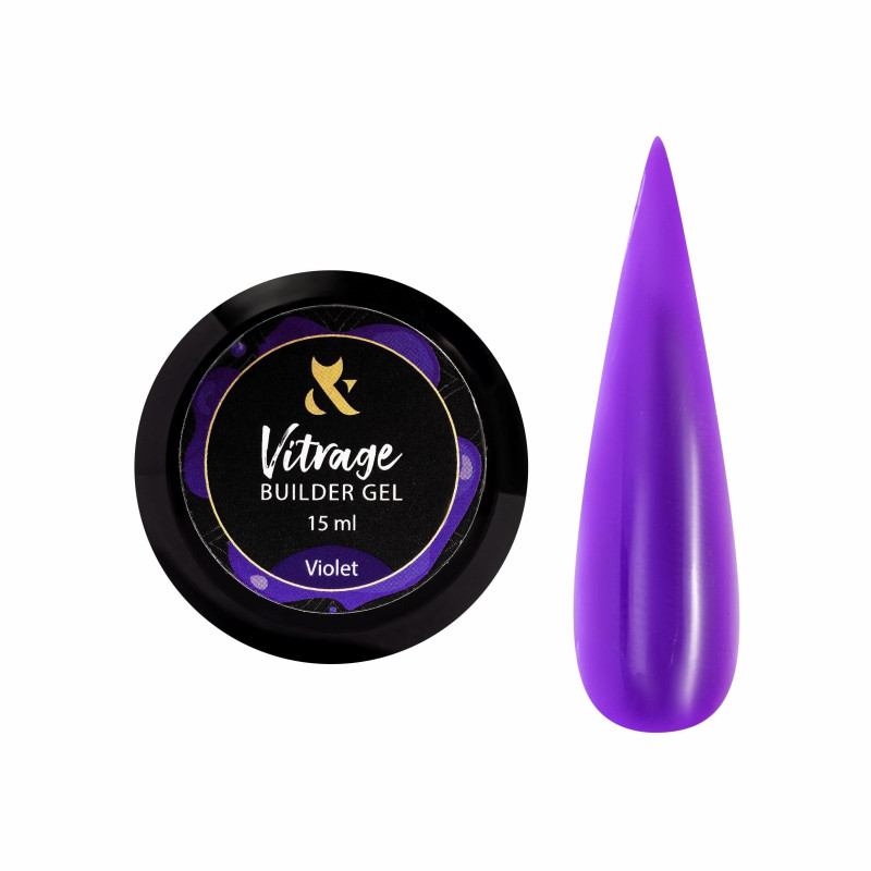 Гель для ногтей строительный витражный F.O.X / Vitrage Builder Gel / Violet, 15 мл (баночка)