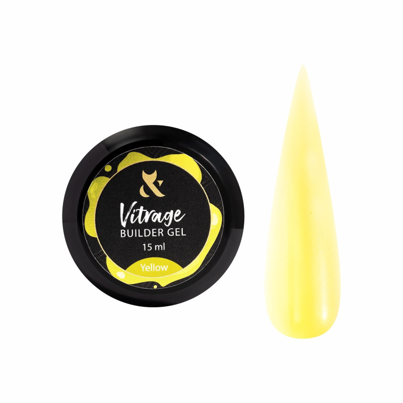 Гель для ногтей строительный витражный F.O.X / Vitrage Builder Gel / Yellow, 15 мл (баночка)