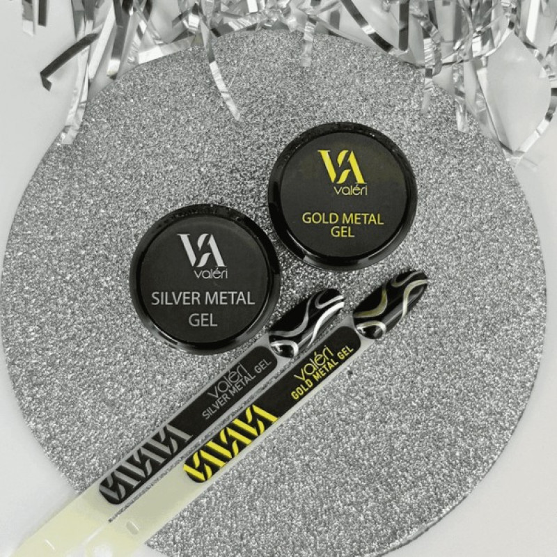 Гель-фарба металева для нігтів Valeri/Gold Metal Gel (баночка), 5 мл