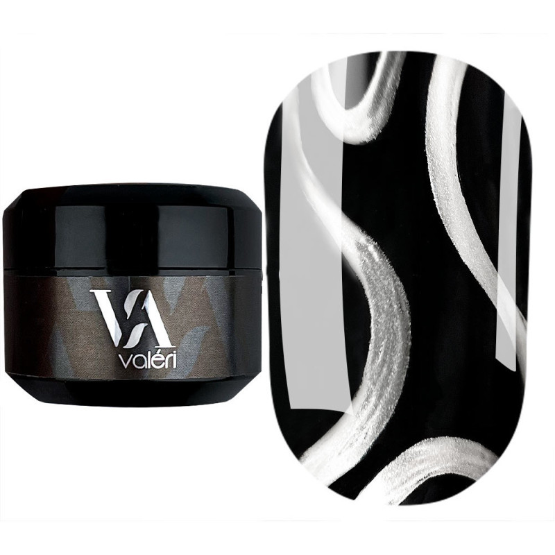 Гель-краска металлическая для ногтей Valeri / Silver Metal Gel (баночка), 5 мл