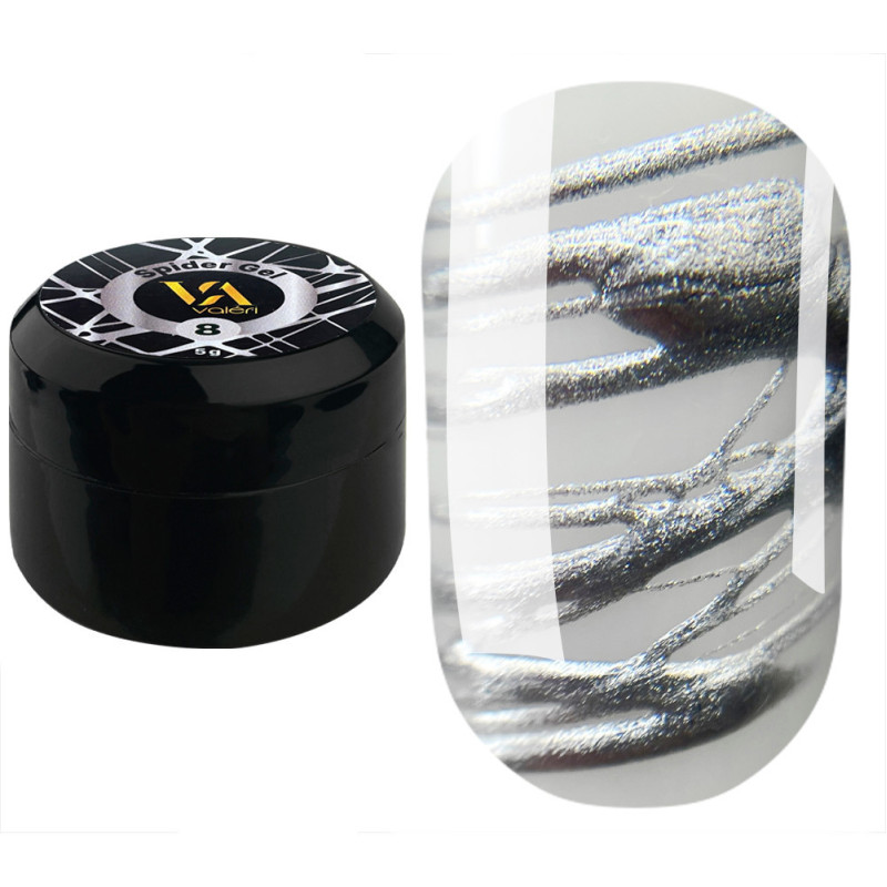 Гель-паутинка Valeri / Spider Gel / №8 серебристая (баночка), 5 мл