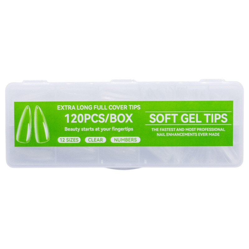 Гелевые типсы для наращивания ногтей - Soft Gel Tips (V50-C02), 120 шт - миндаль
