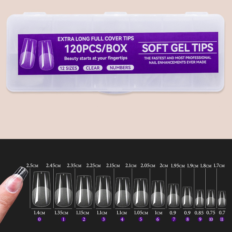 Гелеві типси для нарощування нігтів - Soft Gel Tips (V50-E02), 120 шт.