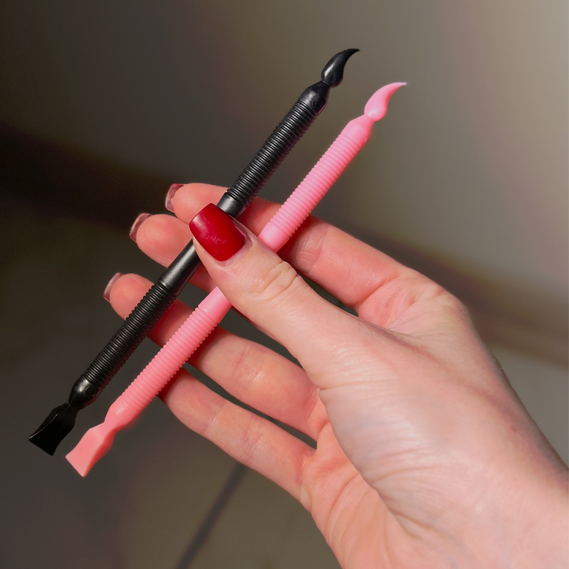Multifunctional tool for lamination and bio-curling, plastic / black (with hook)