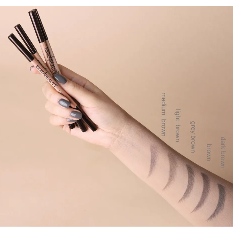 Permanent wax eyebrow pencil with brush EKKOBEAUTY / Brown