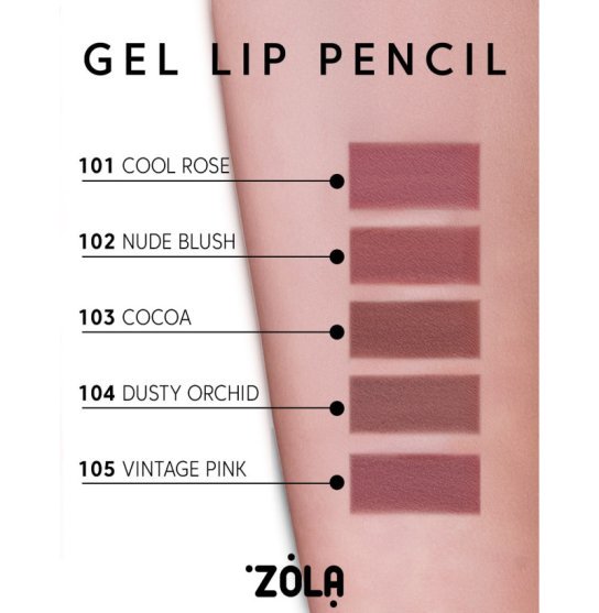 Карандаш гелевый для губ ZOLA - GEL Lip Pencil - 102 Nude Blush
