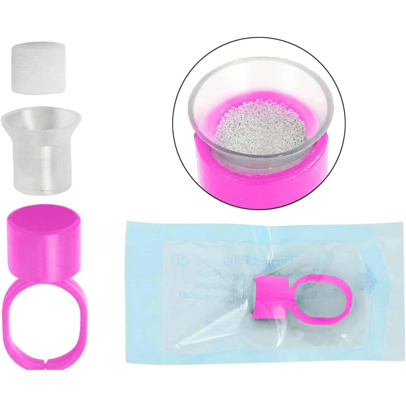 Pigment ring with sponge for tattoo ink 16 mm - pink, 1 pc