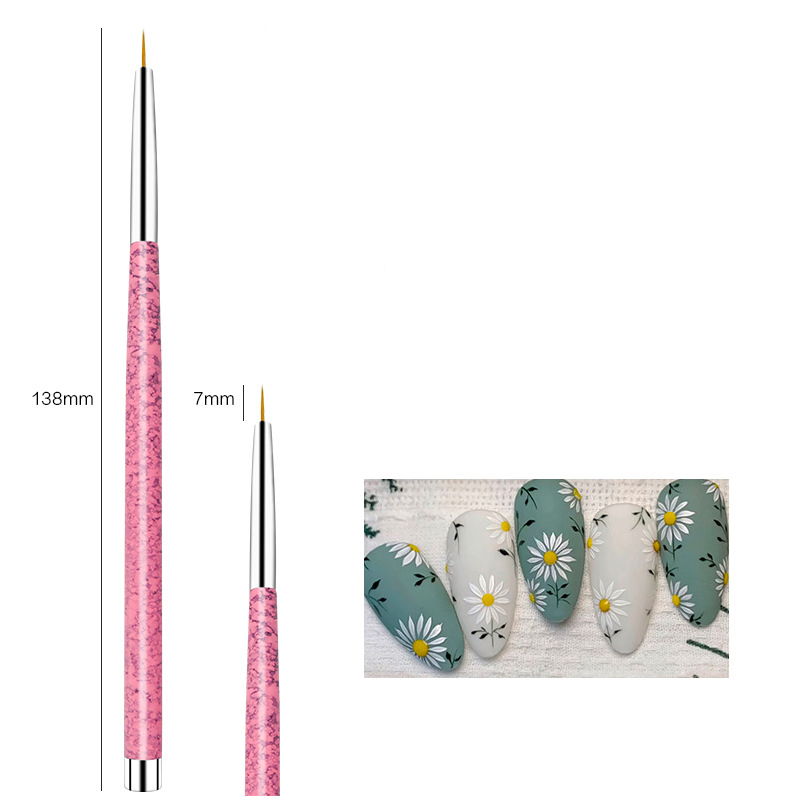 Ultra thin nail brush "Marble" / No. 01 / pink marble, 7 mm