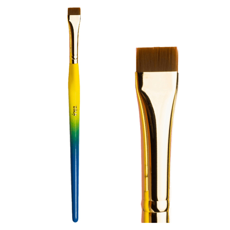 Eyebrow and makeup brush ZOLA UKRAINIAN EDITION / 03uk (straight) blue-yellow