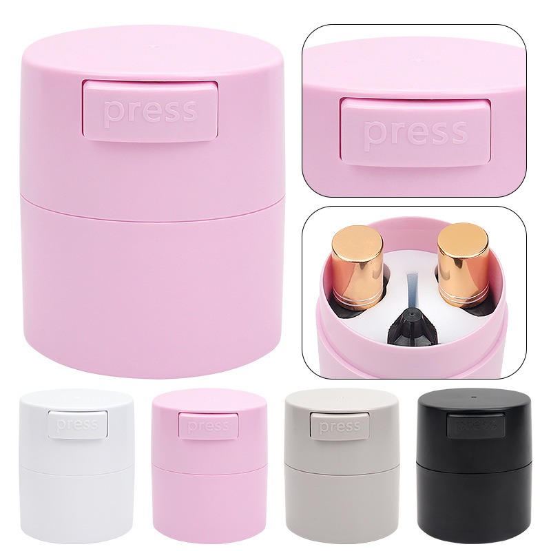 Eyelash glue storage container plastic with press button / black