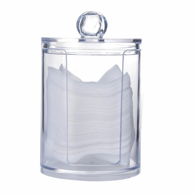 Organizer container for cotton pads / round mini cylinder (with recess) / transparent