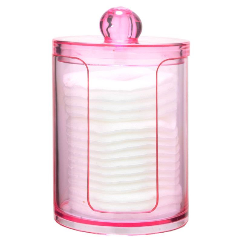 Organizer container for cotton pads / round mini cylinder (with recess) / pink
