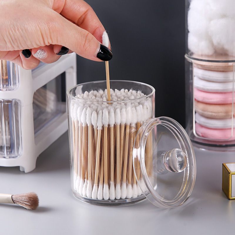 Container organizer for cotton swabs (disks) round mini / transparent