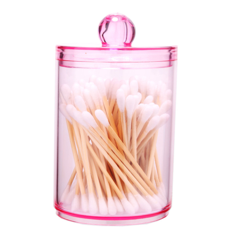 Контейнер органайзер для ватних паличок (дисків) круглий міні/рожевий