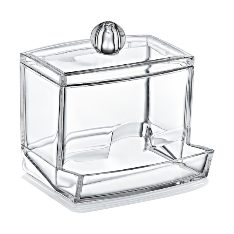 Container organizer for cotton swabs with an open niche / transparent