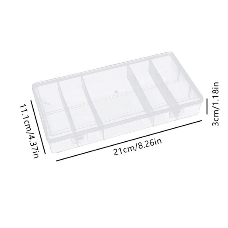 Rectangular plastic container for lamimaker with 5 compartments / transparent