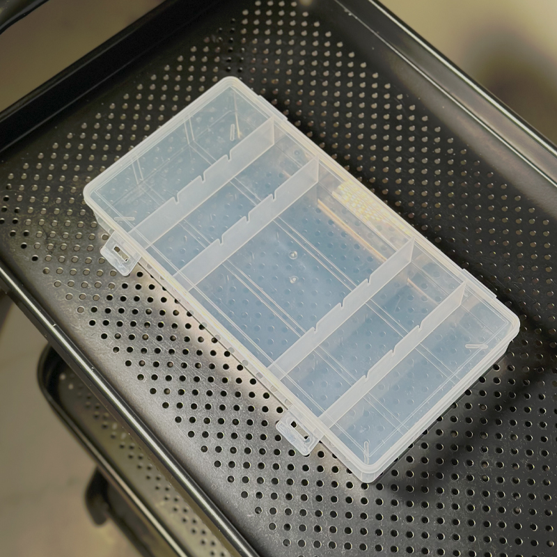 Rectangular plastic container for lamimaker with 5 compartments / transparent