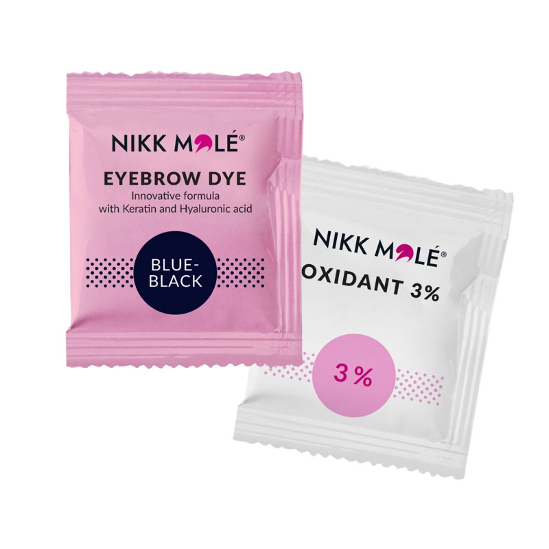 Краска для бровей и ресниц Nikk Mole / Blue-Black / САШЕ + окислитель, 5 мл