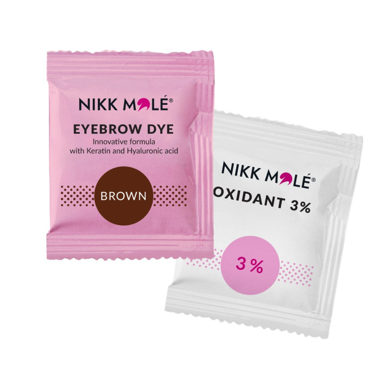 Краска для бровей и ресниц Nikk Mole / Brown / САШЕ + окислитель, 5 мл