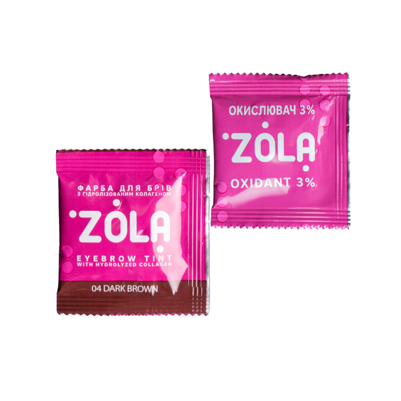 Краска для бровей с коллагеном ZOLA Eyebrow Tint / 04 Dark brown / САШЕ + окислитель, 5 мл
