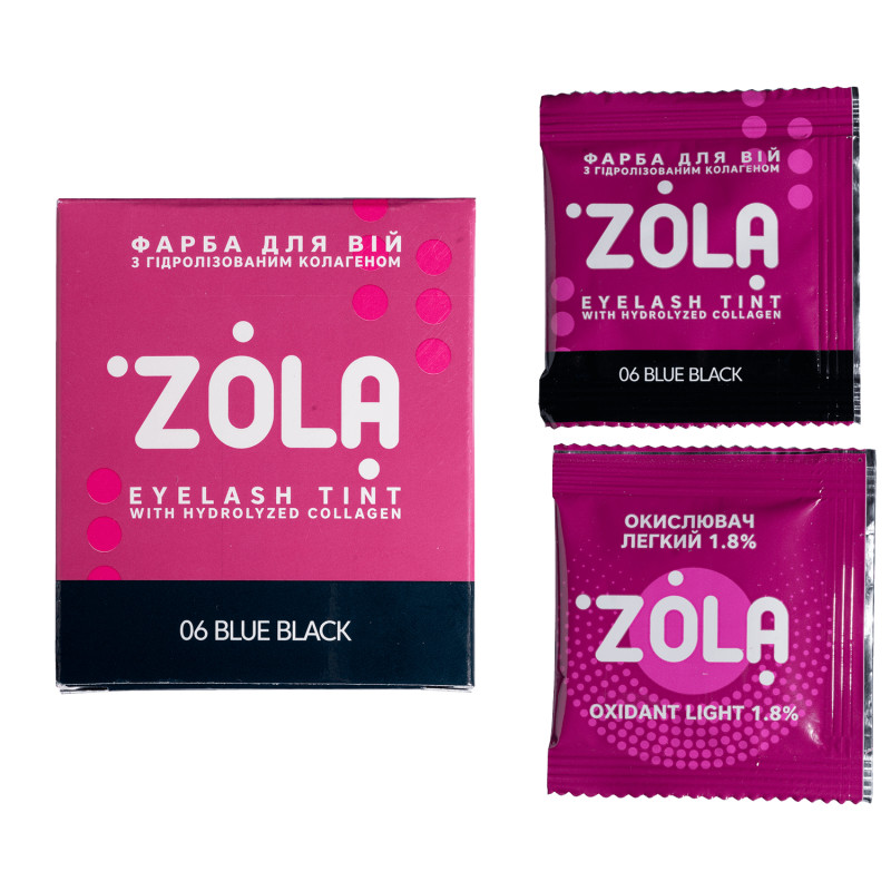 Eyebrow dye with collagen ZOLA Eyebrow Tint / 06 Blue Black / SACHE + oxidizer, 5 ml