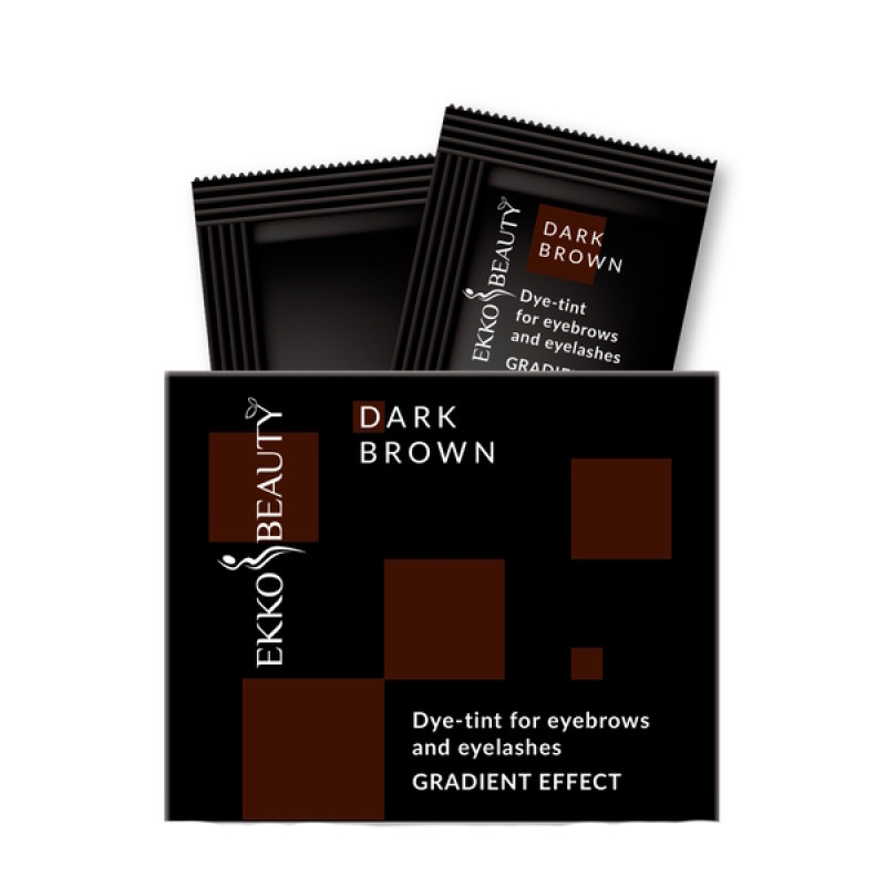 Краска - тинт для бровей и ресниц Ekko Beauty GRADIENT EFFECT / Dark Brown, САШЕ