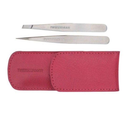 Tweezerman Eyebrow Tweezers Set (Standard + Spot) / Red