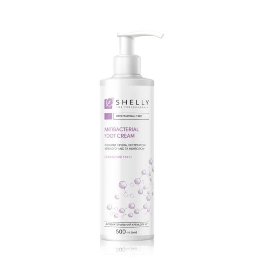 Shelly Antibacterial Foot Cream with Silver Ions, Green Tea Extract and Menthol, 500 ml