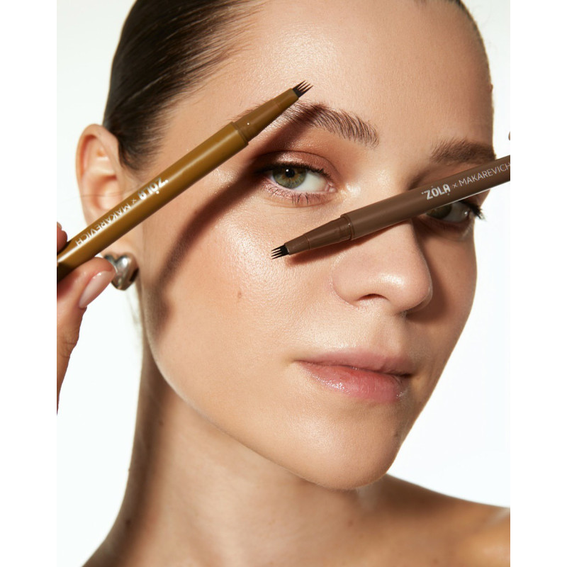 Eyebrow liner with quad brush ZOLA x Makarevich - Quad Brush - Brown