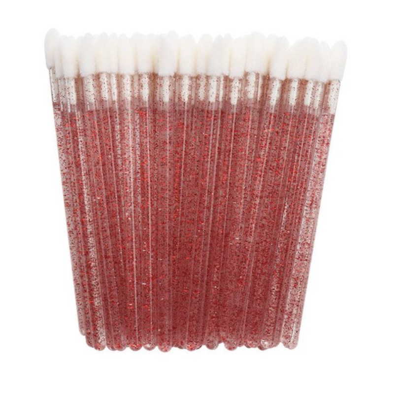 MACROBRUSHES applicators for eyebrows, eyelashes, lips | GLITTER | red, 50 pcs/pack