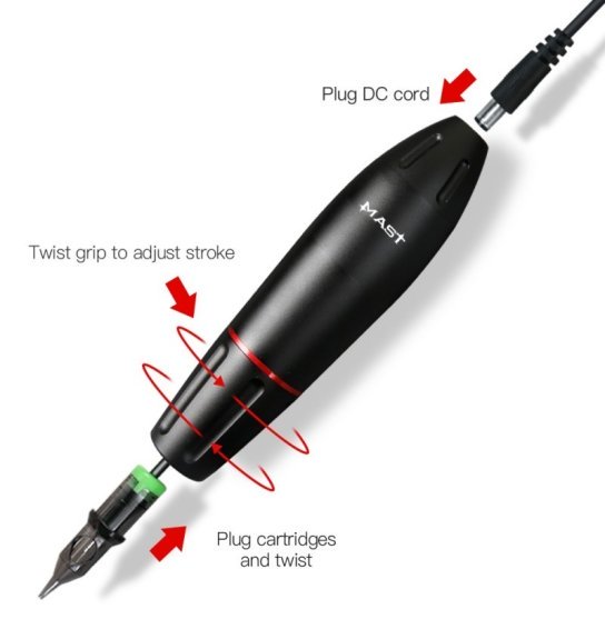 Modułowa maszyna do permanentnego i tatuowania MAST Space Aluminium WQ102 / czarny mat