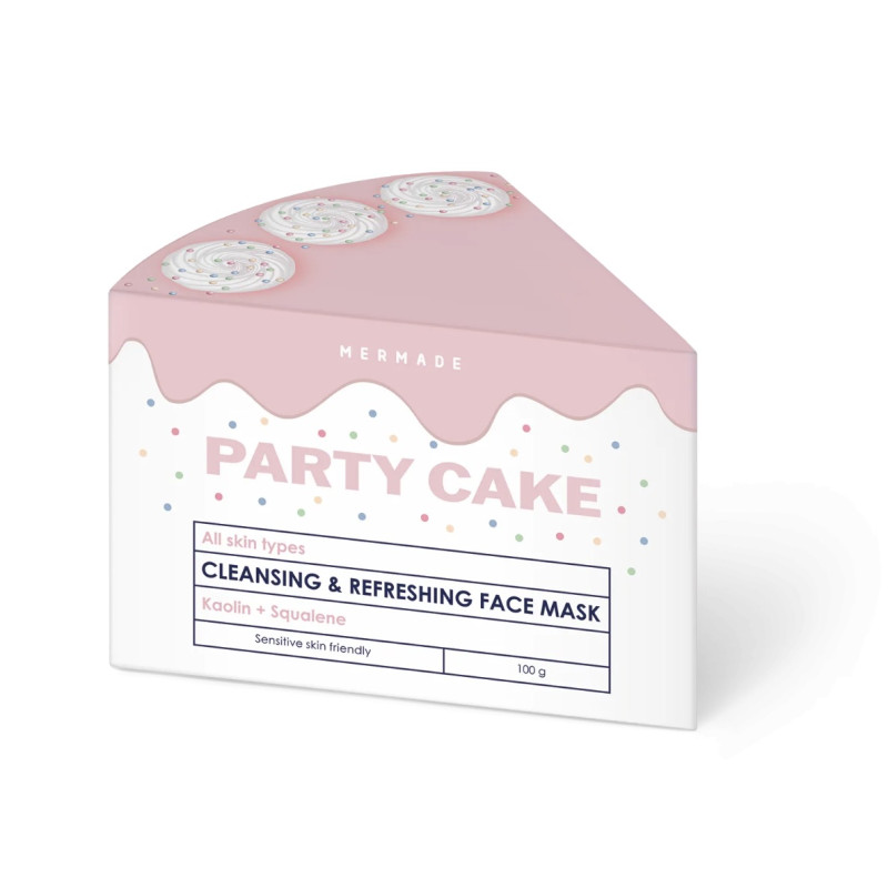 Cream face mask with kaolin, squalane and spheres MERMADE / Party Cake, 100 g
